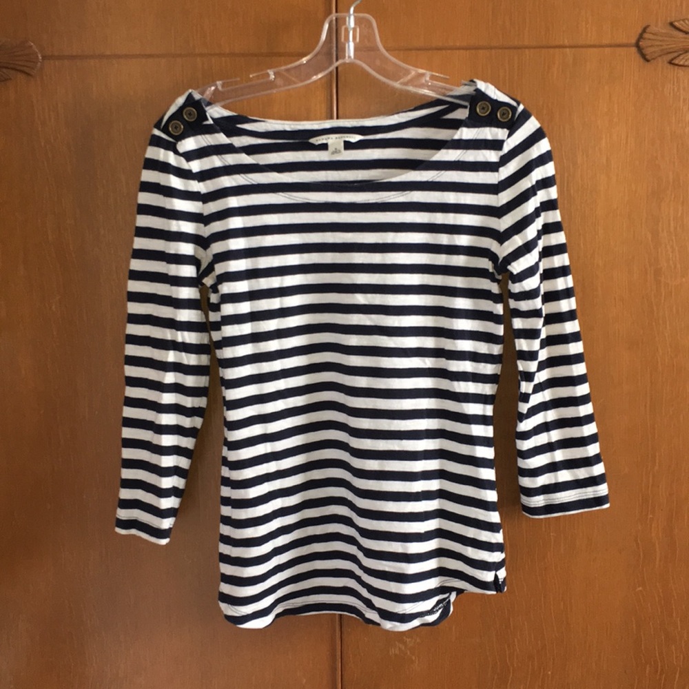 💋Stripe 3/4 Sleeve Top Shirt Banana Republic S